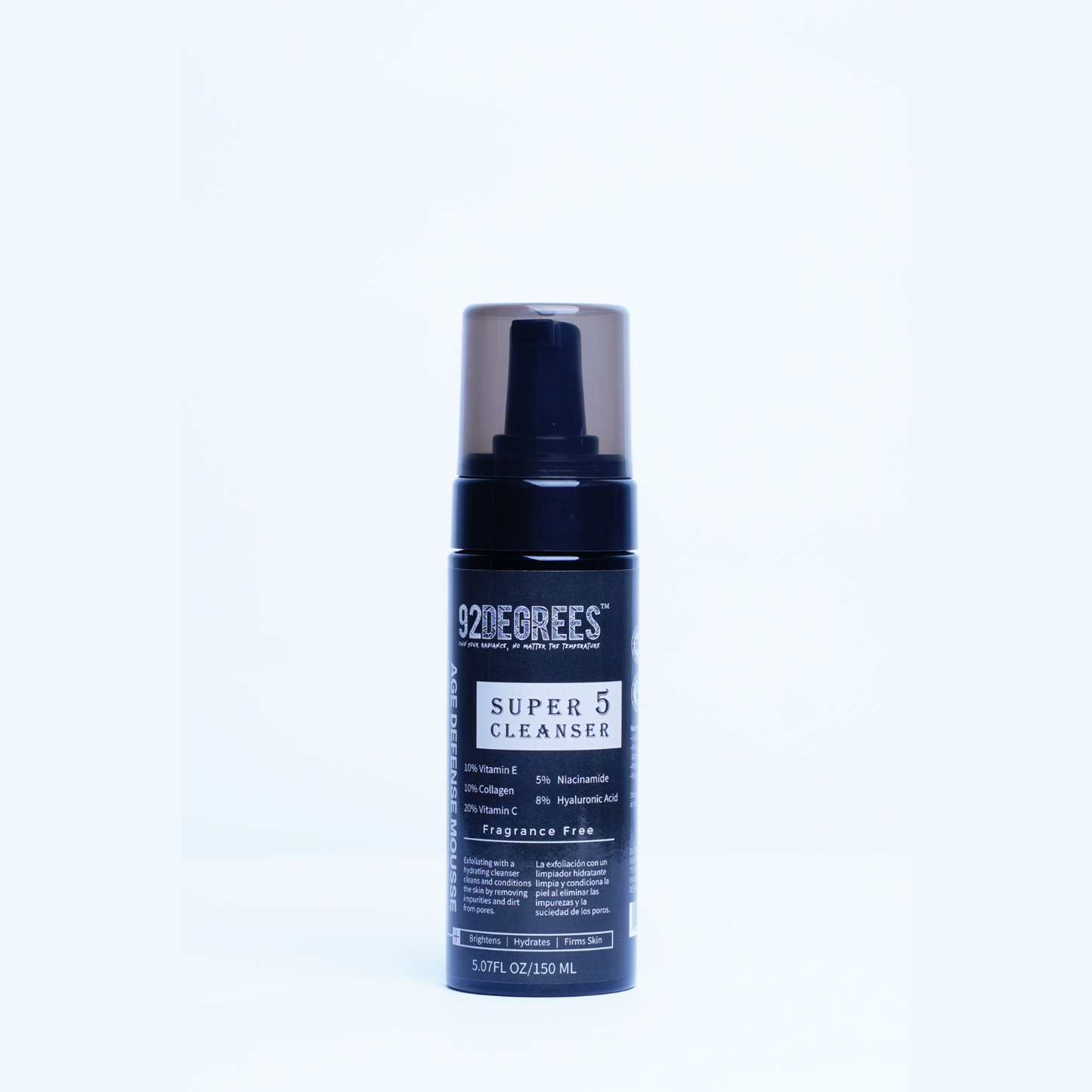 92degrees Super 5 Age Defense Cleanser - Niacinamide, Collagen, Vitamin C, E, Hyaluronic Acid | Gentle Face Wash for Cleansing & Anti-Aging Care