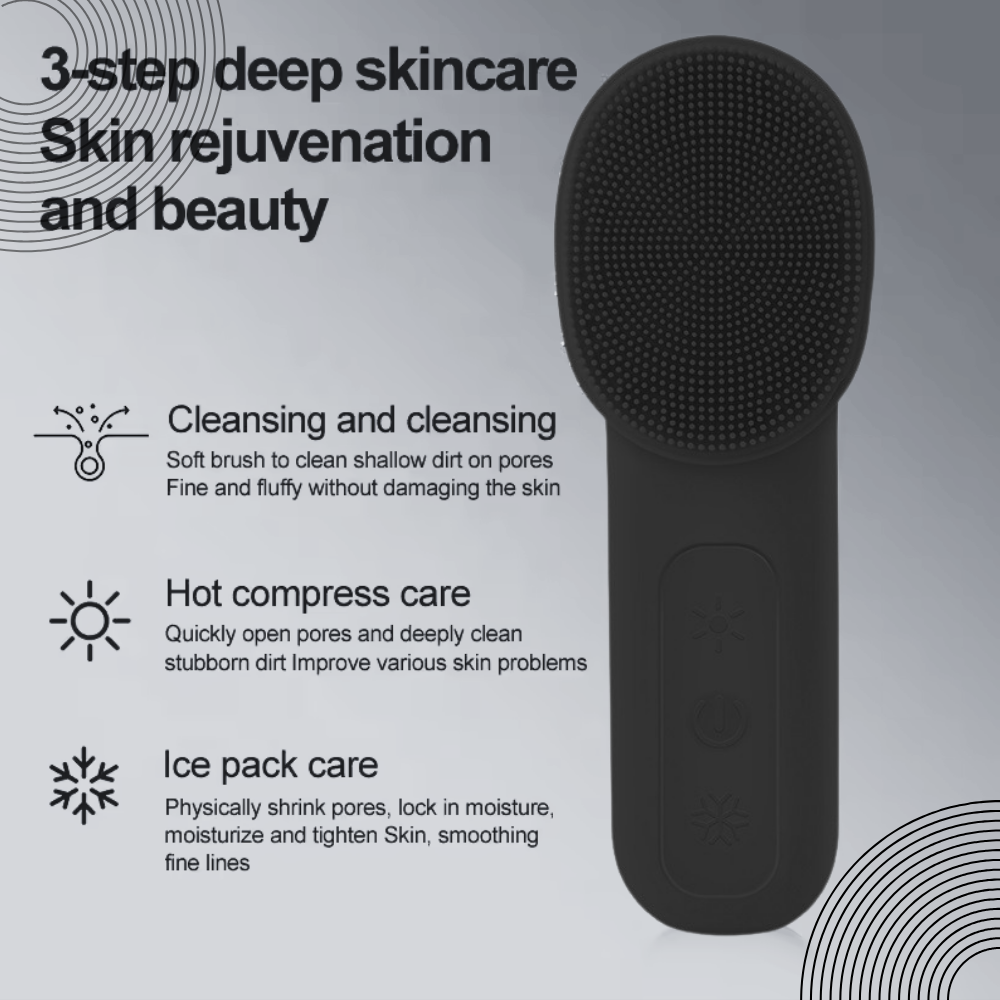 92 Degrees Heat and Cold Electric Facial Cleansing Brush, Gentle Face Scrubber IPX7 Waterproof, Rechargeable Silicone Exfoliator with Vibration Massage, Red/Blue Light Features for Skin Care Support