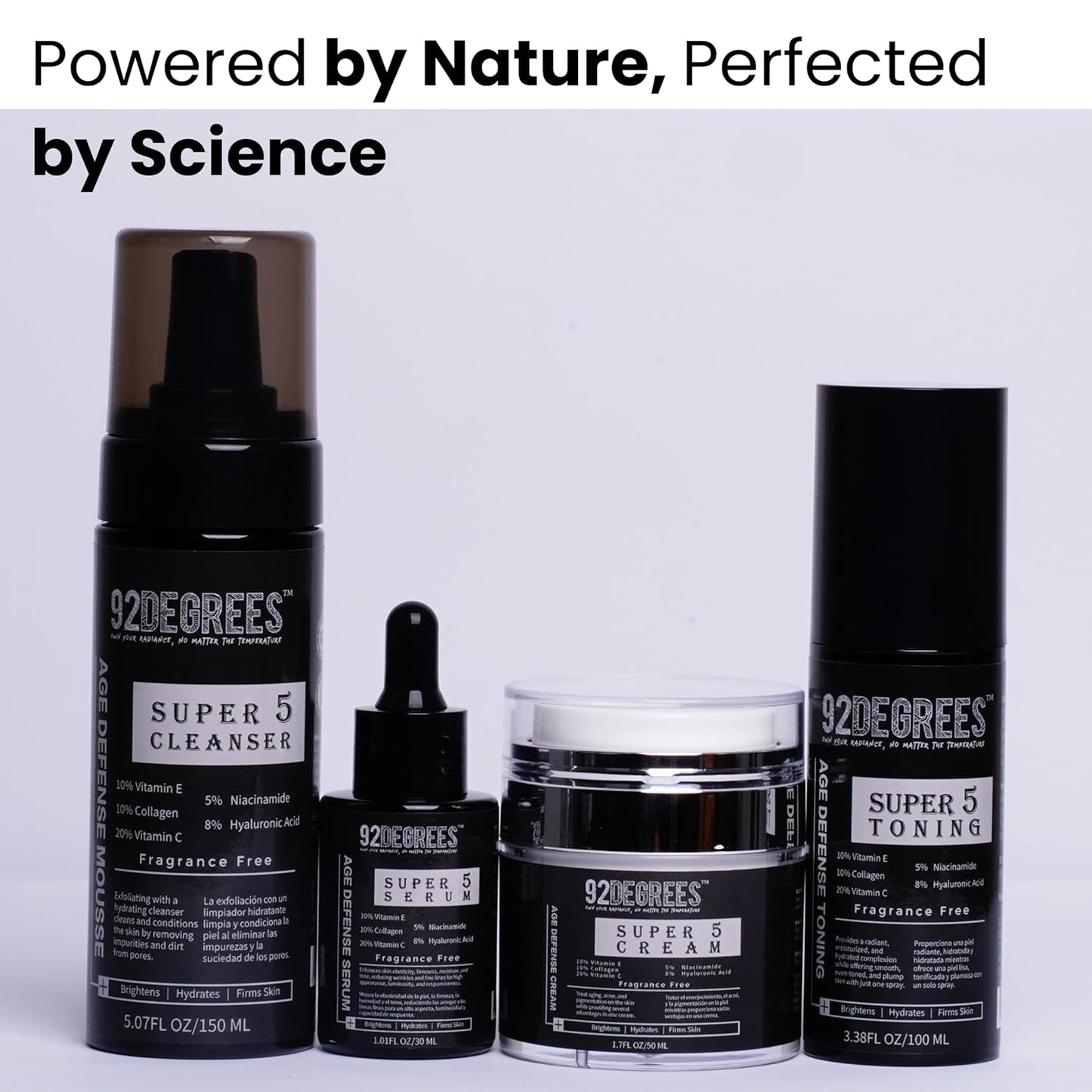 92degrees Super 5 Age Defense Cleanser - Niacinamide, Collagen, Vitamin C, E, Hyaluronic Acid | Gentle Face Wash for Cleansing & Anti-Aging Care